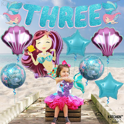 KatchOn Big Mermaid Decorations - Pack of 8 | Mermaid Balloons for 3rd Birthday Party