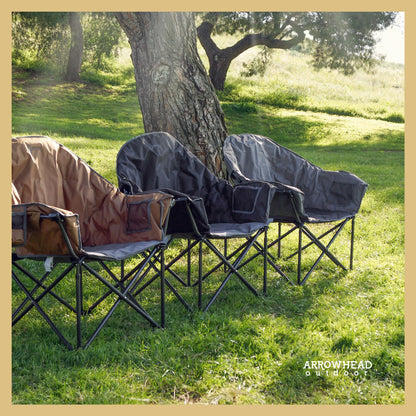 ARROWHEAD OUTDOOR Oversized Heavy-Duty Club Folding Camping Chair with Pocket, Cup Holder, Portable, Padded, Moon, Round, Saucer, Supports 330lbs, Carrying Bag