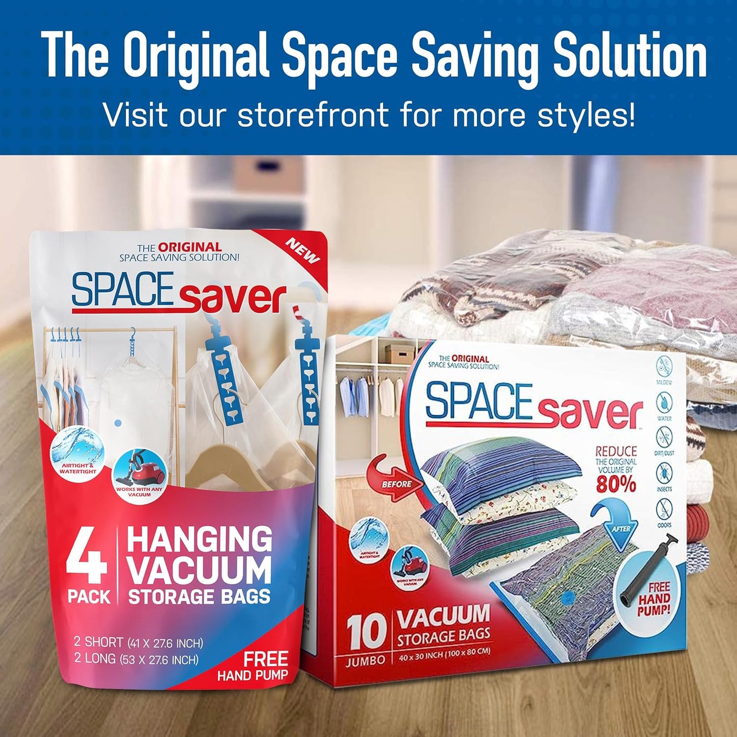 Spacesaver Vacuum Storage Bags (Variety 20 Pack) - Save 80% on Clothing Storage Space, Compression Seal