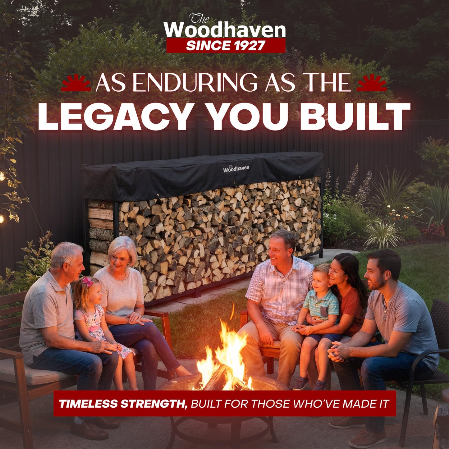 Woodhaven 12-Foot Firewood Rack – American Brand – 3/4 Cord Raised Lumber Storage Rack – Keeps Wood Dry & Ready – Heavy-Duty Steel, Lifetime Structural Warranty (With Cover)