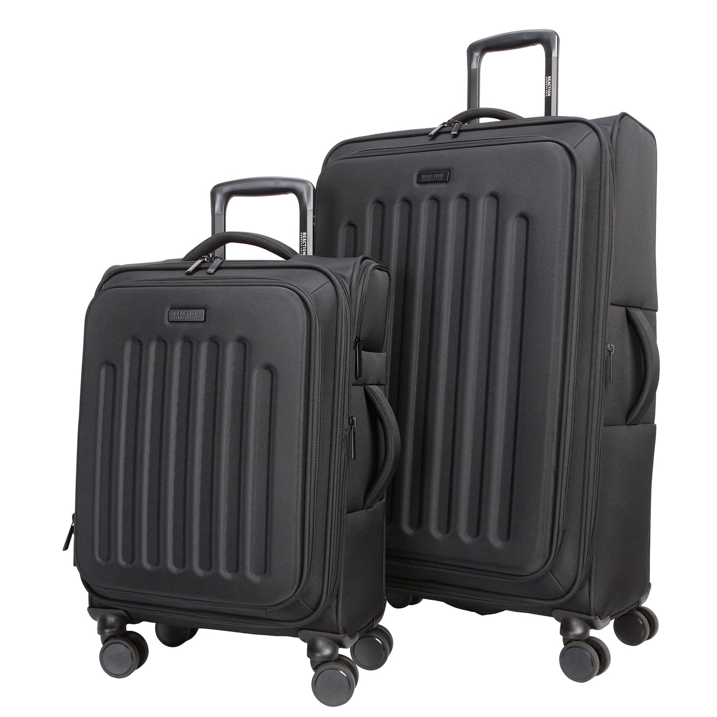 Kenneth Cole REACTION The Venturer 2-Piece Softside 8-Wheel Spinner Luggage Travel Set: 20" Carry-On & 28" Checked Suitcase, Black