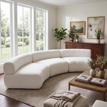Christopher Knight Home Amino 118.5" Modular Sectional Sofa Chair, Modern Curved 3-Seater Large Sofa Couches, Comfy Upholstered Sectional Cloud Couch for Living Room, No Assembly Required, Beige