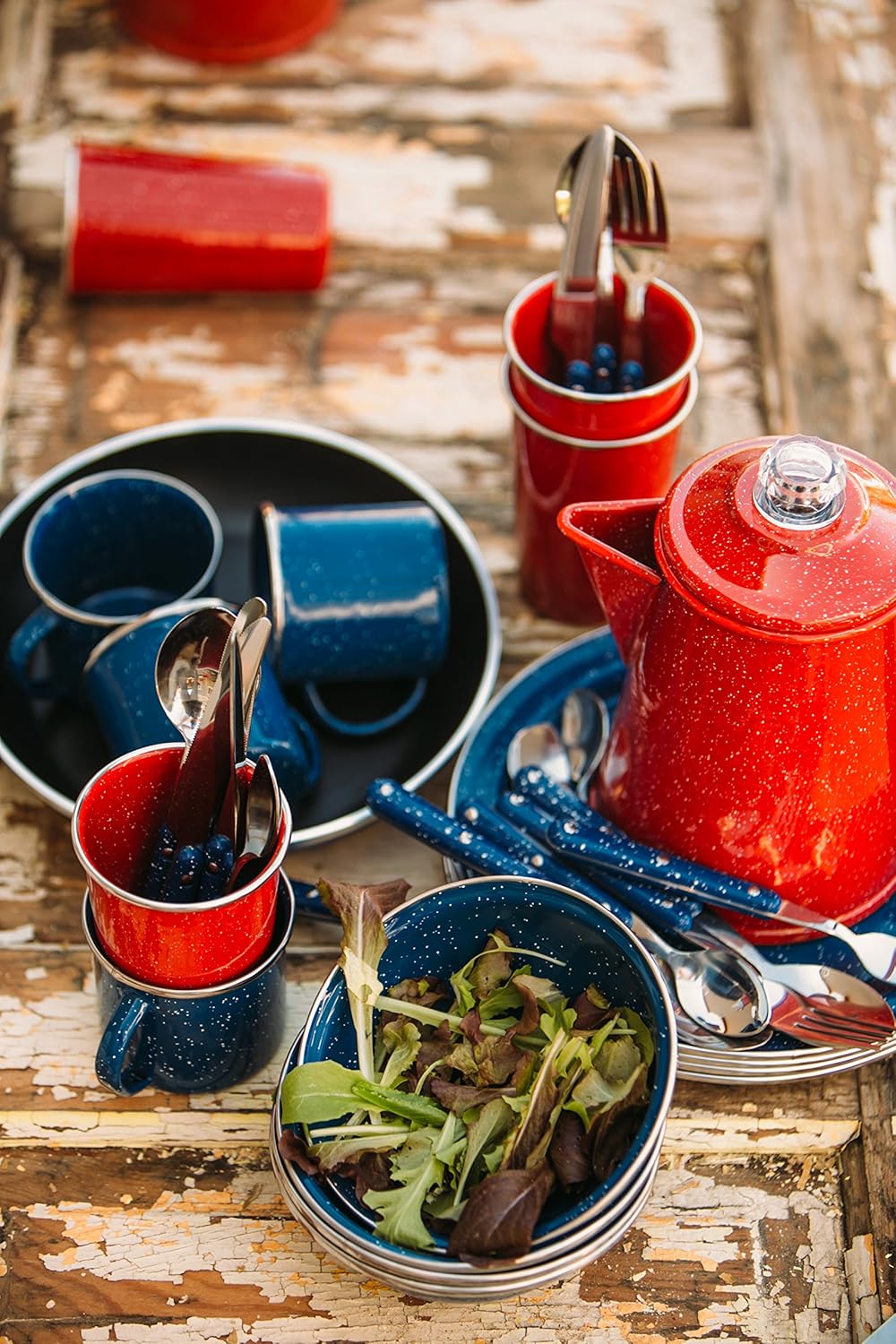 Backpacking GSI Outdoors Percolator Coffee Pot | Enamelware Campfire Coffee Boiler Kettle for Outdoor Camping Cookware