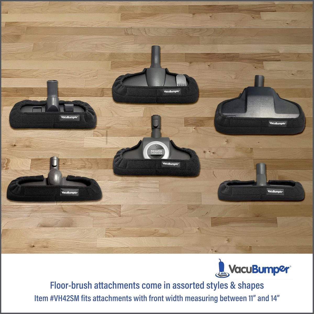 Bumper Guard for Vacuum Floor Brush, Available in 2 Sizes, Small fits Front Width: 11" to 14"