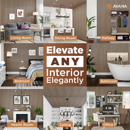 Avana Acoustic Wood Wall Panels – 93.2x11.25 Inch Panels – Fits 94x12 Layout – White Oak Acoustic Panels 4 PCs – Wall Panels for Interior Wall Decor for Homes, Offices – Durable Wood Panels for Wall