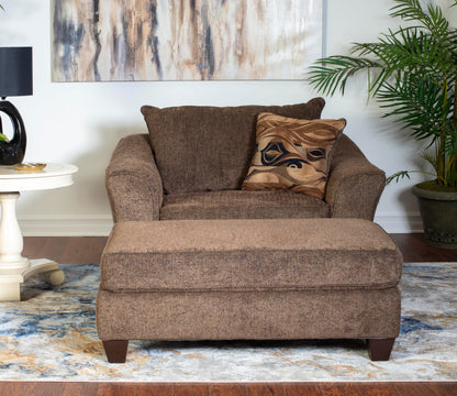 Roundhill Furniture Camero Cafe Fabric Pillow back Accent Chair & Ottoman Set