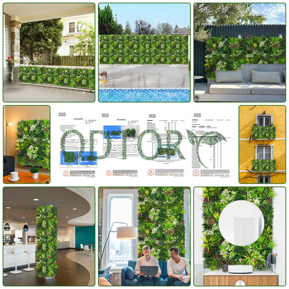ODTORY Artificial Plant Wall Panels: 6FT×12FT UV-Anti Faux Grass Wall Backdrop Boxwood Ivy Fence Privacy Screen Fake Greenery Leaf Hedge for Outdoor,Indoor,Garden,Backyard and Home Decor