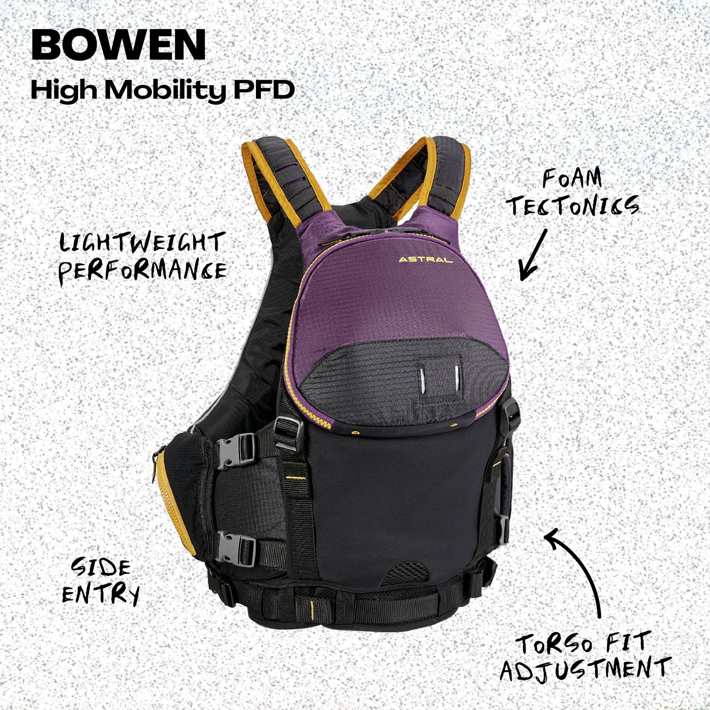 Astral Bowen Life Jacket - Lightweight USCG Type III PFD Adult Life Vest for Fishing, Touring, SUP, & Whitewater - Eggplant - Medium/Large