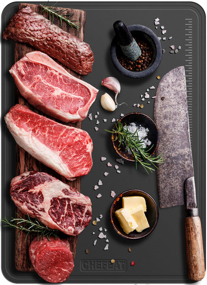 Extra Large TPU Cutting Board for Kitchen 17.3" x 12.6" Professional Flexible Extra Thick 0.14'' Knife Friendly Scratch Resistant Dishwasher Safe Juice Groove BPA Free