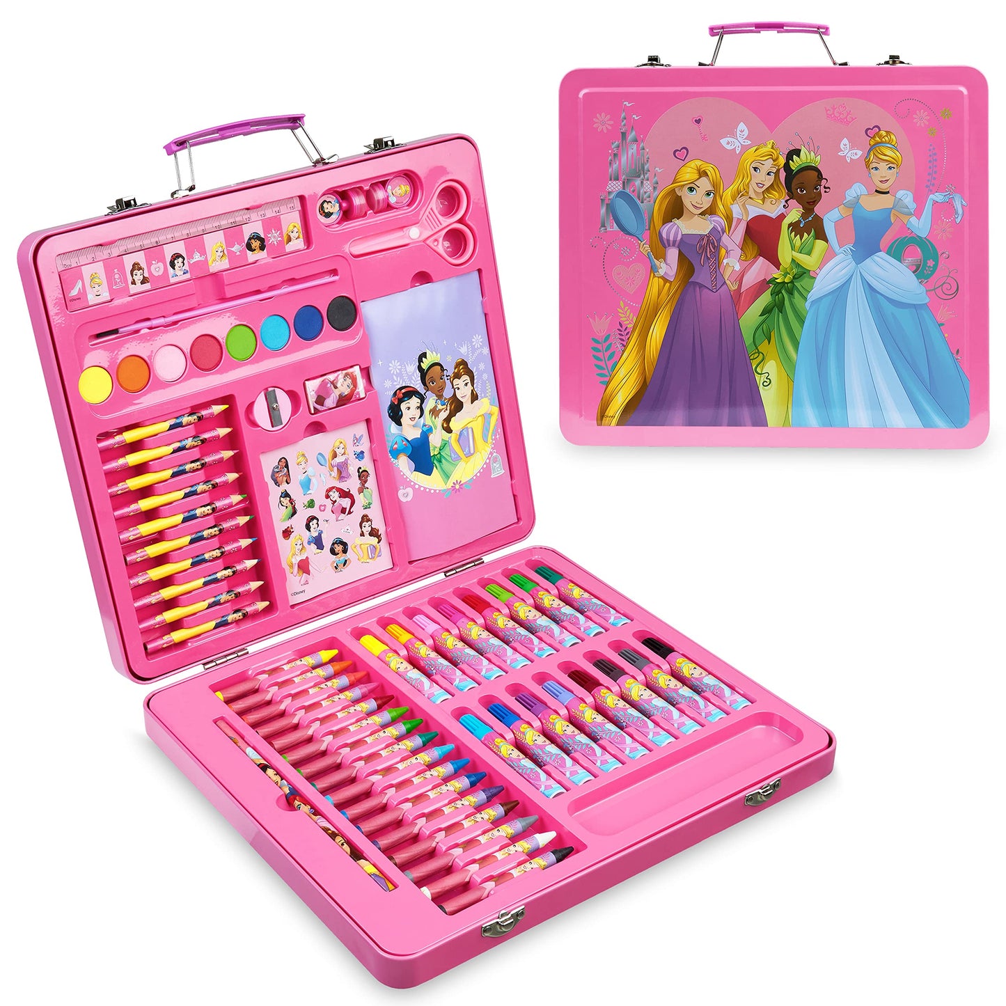 Disney Colored Pencils Art Supplies Kids Drawing Kit School Supplies Painting Kit Girls Drawing Pencils Art Kit Travel Case with Crayons Arts and Crafts for Kids 4-12