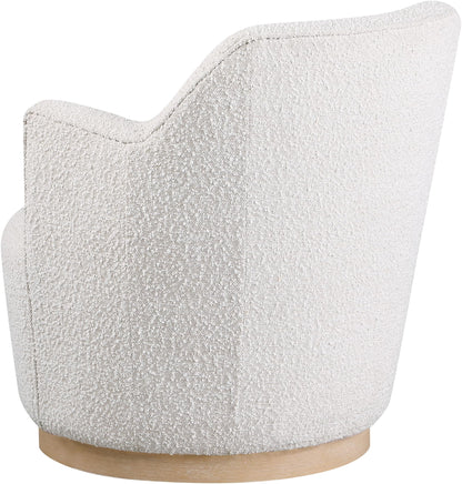 Meridian Furniture Clarita Cream Boucle Fabric Swivel Accent Chair