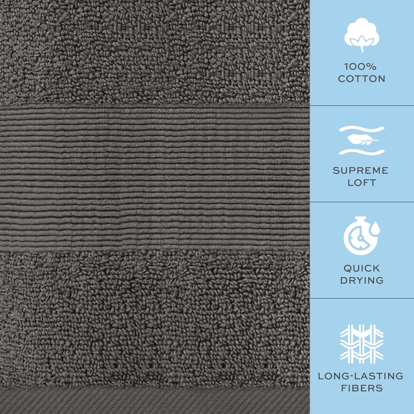Set 12x12 [12 Pack, White Classic Resort Collection Soft Washcloth Face & Body Towel | Luxury Hotel Plush & Absorbent