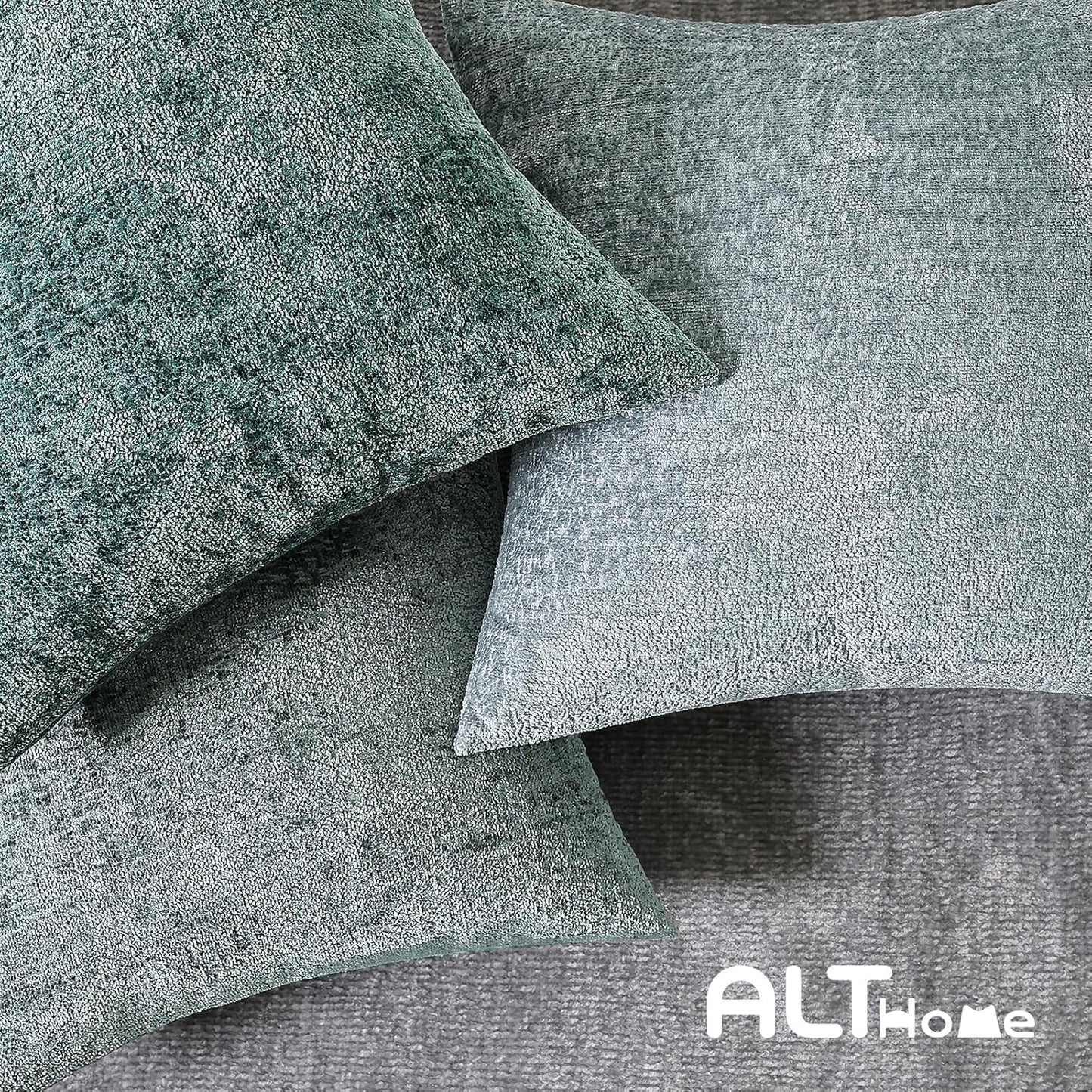 Set 2 Cozy 16x16, Chenille Throw Pillow Covers of Decorative Textured Solid Accent Pillow Cases, Soft Neutral Home