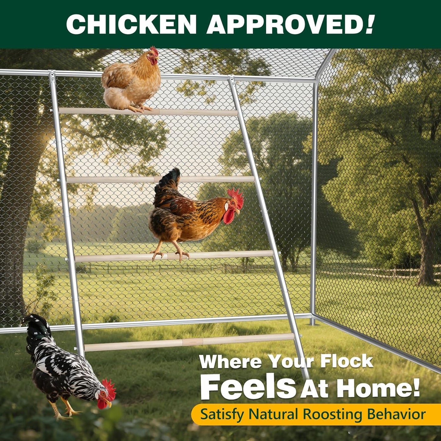 (58.2" 32" Chicken Perch Roosting Bars for Coop Farm Chicken Toys Roost Ladder for Backyard Poultry L x W)