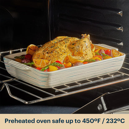 Pyrex 8-Piece Ceramic Complete Bakeware Set, Nonstick Pie, Casserole, Cake, Lasagna Oven Pans, Bakers, For Baking, Roasting, Steaming