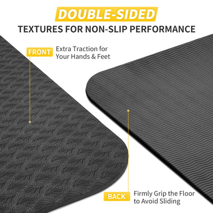 CAMBIVO Yoga Mat for Women Men Kids, 1/3 & 1/4 & 2/5 Inch Extra Thick Yoga Mat Non Slip, 72" x 24" TPE Yoga Mats, Workout Mat with Carrying Strap for Yoga, Pilates and Floor Exercises