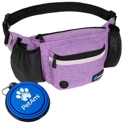 PetAmi Dog Fanny Pack, Treat Pouch for Dog Walking, Training, Built in Poop Bag Dispenser, Water Bottle Holder, Collapsible Bowl, Pet Treat Waist Belt for Hiking, Running, Kibbles (Camo Black)