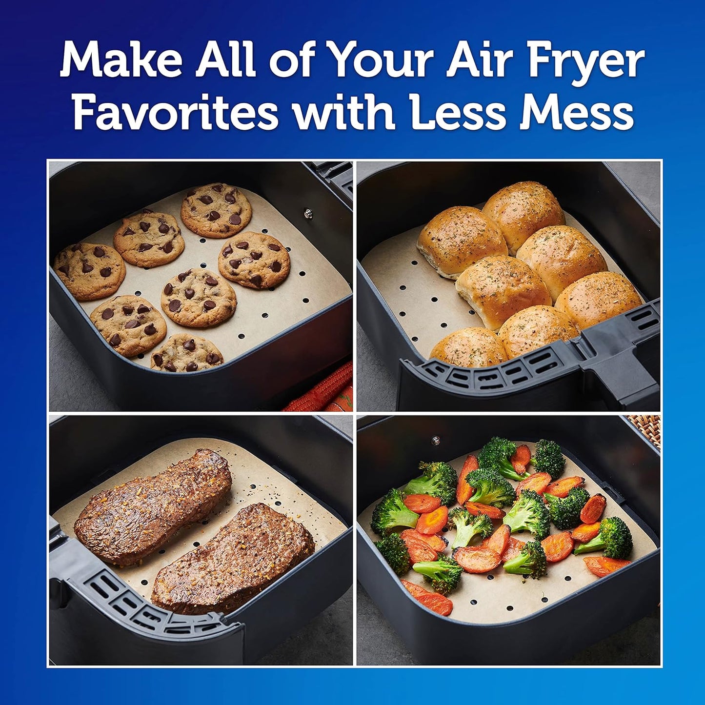 Reynolds Kitchens Air Fryer Liners - Disposable Unbleached Parchment Paper Sheets | 50 Count (Pack of 3)