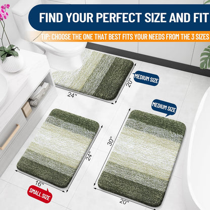 OLANLY Bathroom Rugs - Extra Soft Microfiber Mat, Quick Dry & Machine Washable | 36x24, Dark Green