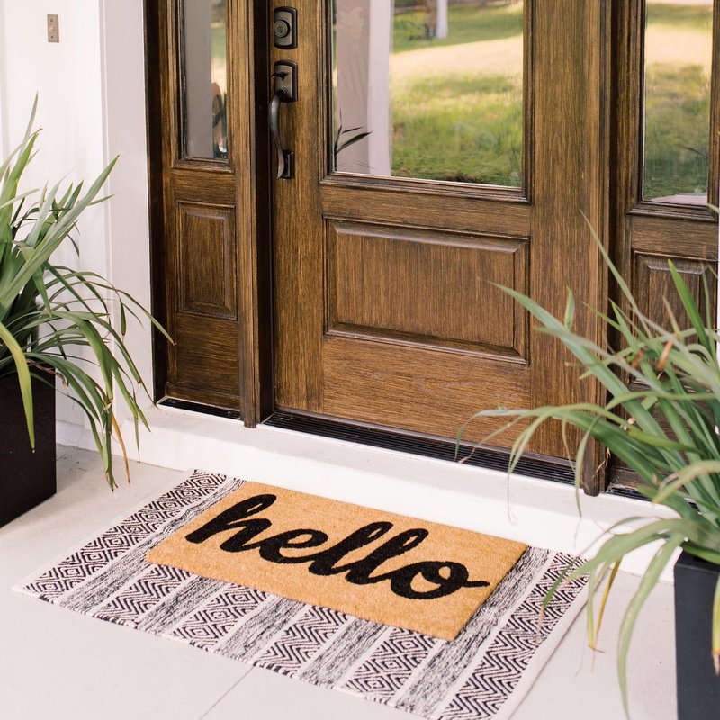 THEODORE MAGNUS Door Mat - Welcome Mat for Front Door with Non-Slip Backing - Durable Coir Doormat - Perfect for Outside Entrance and Entryway Matt - Outdoor/Indoor - Good Vibes Only - 17" x 30"