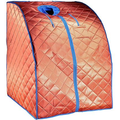 Durherm Infrared Sauna, Low EMF Negative Ion Portable Indoor Sauna with Chair and Heated Footpad, Copper, Large