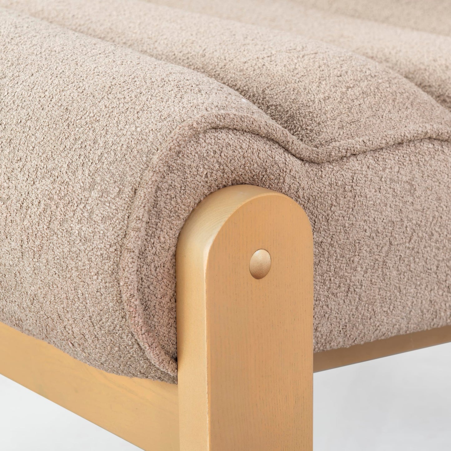 SAFAVIEH Couture Collection Trixie Light Brown Boucle/Natural Channel Tufted Accent Chair (Fully Assembled)