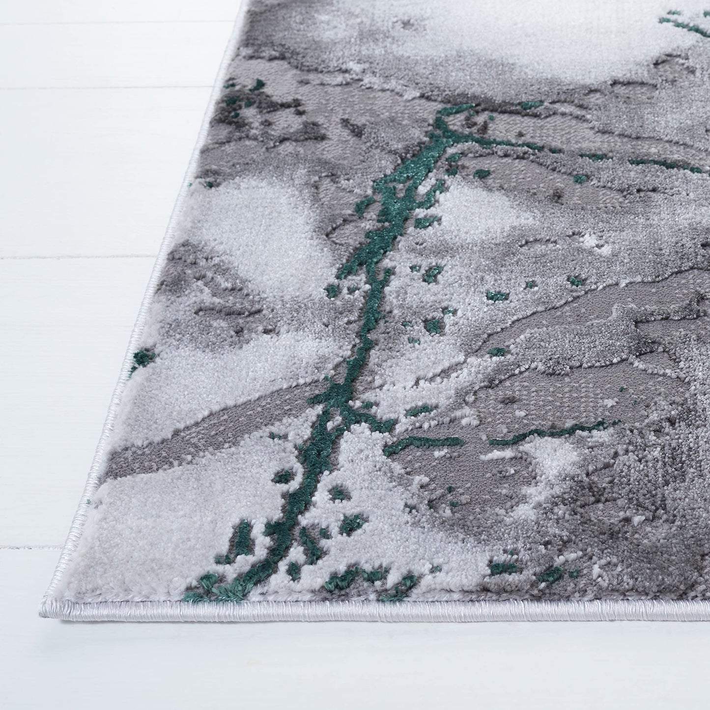 SAFAVIEH Craft Collection Area Rug - 10' Square, Grey & Green, Modern Abstract Design, Non-Shedding & Easy Care, Ideal for High Traffic Areas in Living Room, Bedroom (CFT877Y)