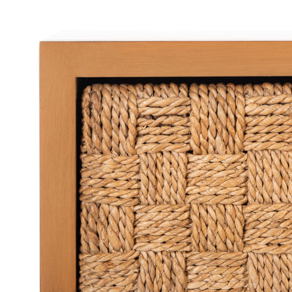 SAFAVIEH Couture Collection Armand Natural/Dark Brown Woven 1-Drawer Accent Table Nightstand (Fully Assembled)