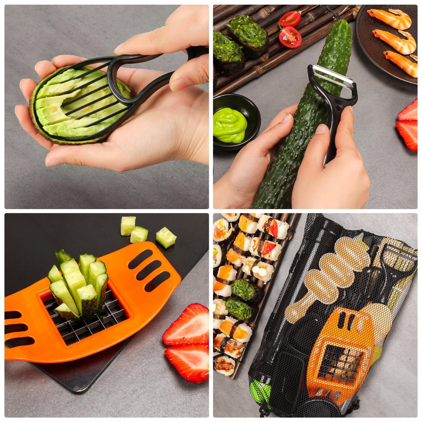 FUNGYAND Sushi Making Kit, 32-in-1 Complete Set with Bazooka Roller, Nigiri & Musubi Presses, Bamboo Mats, Knife, Peeler, Animal Rice Molds, Chopsticks & More – Perfect for Family Fun