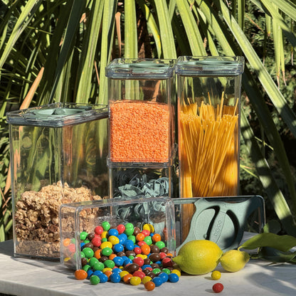 Prestoor 5-Piece SAN Airtight Pantry Storage Container Set, Leakproof Twist-Lock Lids, BPA-Free Stackable Canisters for Sugar, Flour, Pasta, Cereal & Snacks (0.8qt, 1.9qt ×2, 3qt, 4qt)