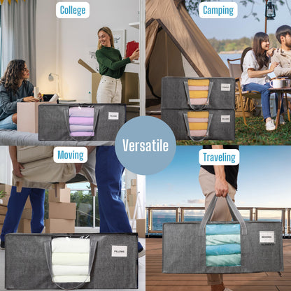 VENO 10 Pack Heavy Duty Moving Bags, Packing Bags with Clear Window, Alternative to Moving Boxes, Storage Bins for Clothes, Blankets, Comforters, College Dorm Essentials (Gray, 10 Pack)