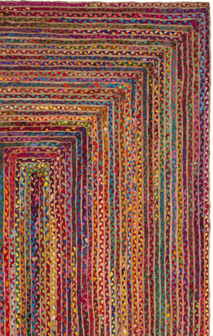SAFAVIEH Area Rug 11x15 - Cape Cod Collection - Large - Red & Multi, Handmade Jute & Cotton, Woven Braided Design (CAP202A)