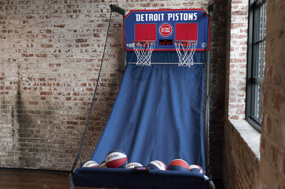 Pop-A-Shot - Home Dual Shot with Detroit Pistons NBA Graphics l Sensor Scoring l 16 Game Modes l 7 Balls l Foldable Storage l for All NBA Fans