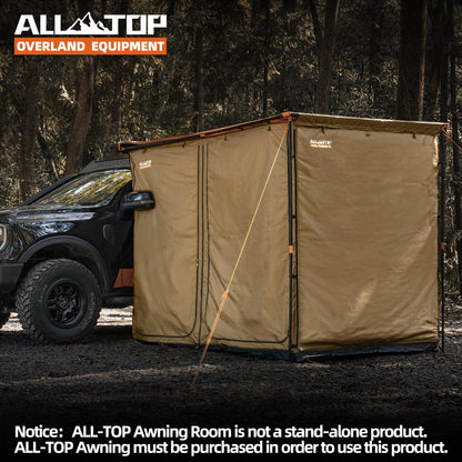 ALL-TOP Awning Room with Floor 8.2' x 10' Rip-Stop 210D Oxford Awning Tent with Bug-Resistance Mesh, Waterproof Sun Shelter for Overland, Camping(Black Coating, Room Only)