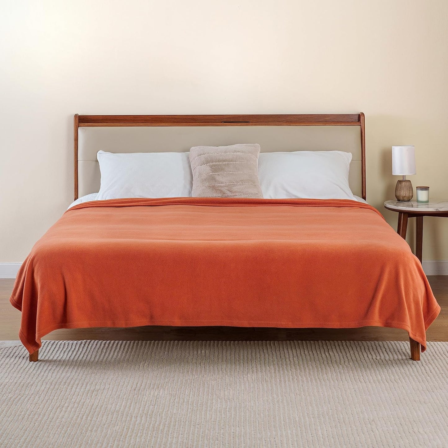 Berkshire Blanket Microfleece King Size Bed Blanket - Lightweight Plush Amberglow Orange, 90x108 Inches