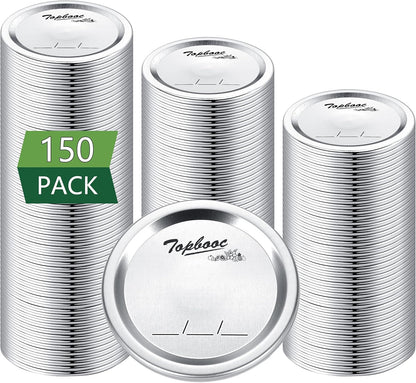 Canning Lids for Ball, Kerr Jars, Split-Type Metal Mason Jar Lids, 150 Pcs Regular Mouth, Airtight Food Grade Material