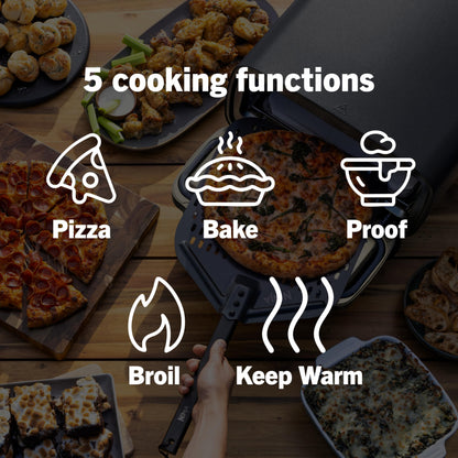 Ninja Artisan Outdoor Pizza Oven, 12-inch, 3-minute Pizza, Neapolitan, Thin Crust, New York Chicago, Custom, 700F Max Temperature, Electric Heat, Bake, Broil, Proof, Warm, Blue, MO201BL1