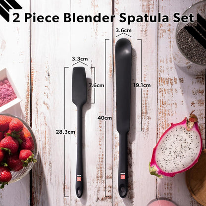 DI ORO Silicone Blender & Jar Spatulas, Rubber Spatulas Heat Resistant for Cooking, Mixing, Baking, 2pc Set, Black