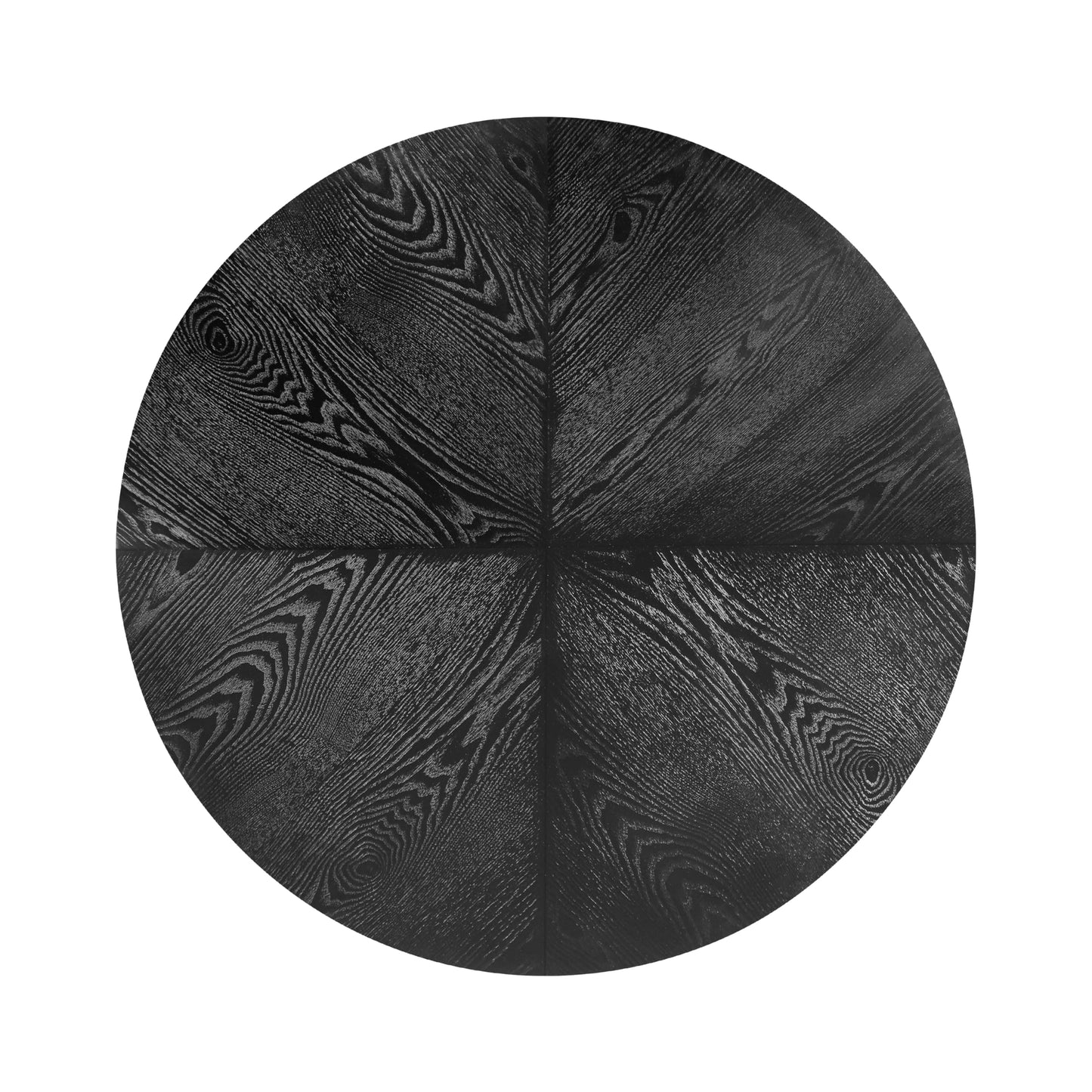Christopher Knight Home Modern Round Coffee Table 33.46" Fluted Pedestal Base Sculptural Accent Table with Ash Veneer Top and Gold Metal Detail for Living Room Lounge and Minimalist Interiors, Black