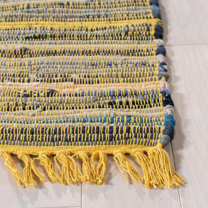 SAFAVIEH Rag Rug Collection Accent Rug - 2'3" x 5', Yellow & Multi, Handmade Boho Stripe Cotton Rug