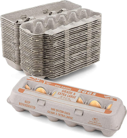 1 Dozen (Pack 25) MT Products Printed Natural Pulp Egg Cartons - Disposable Egg Storage Container of - Made in the USA