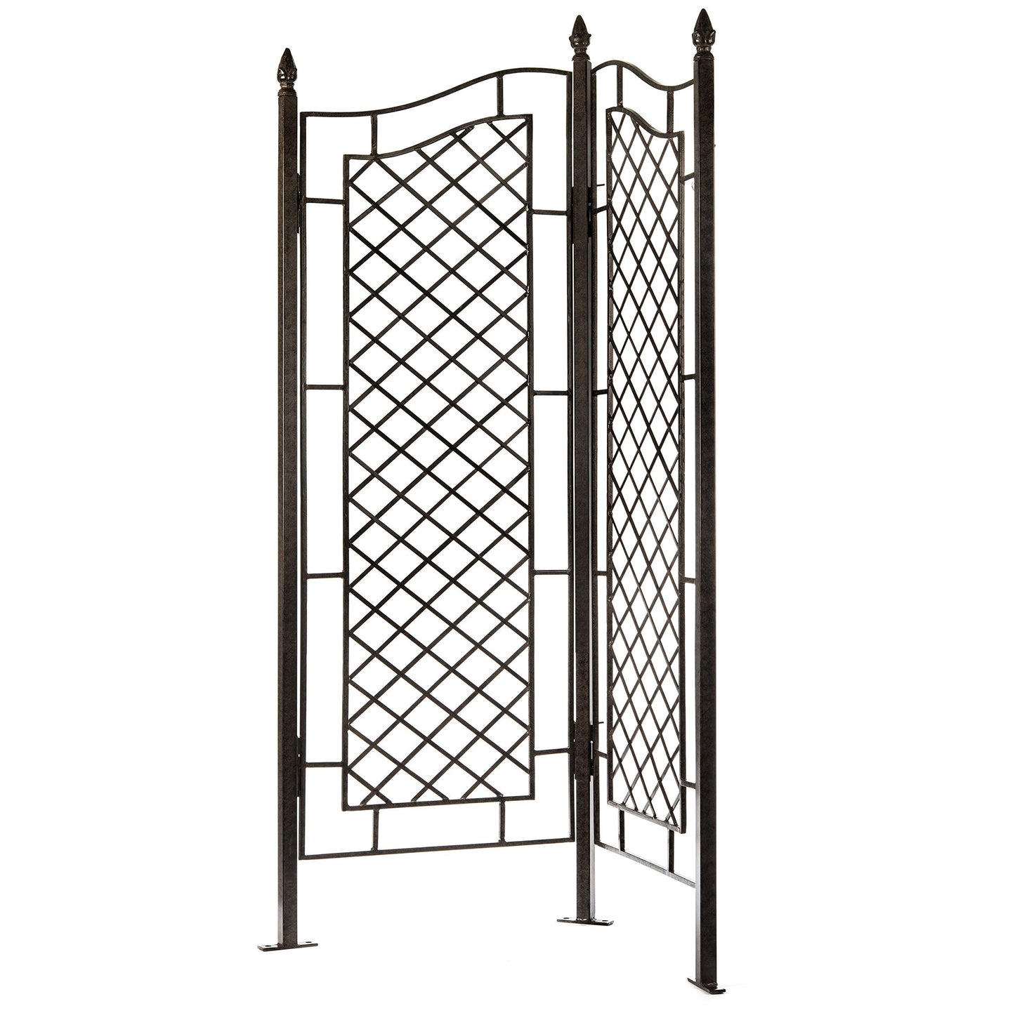 H Potter Large 2-Panel Garden Trellis 72" Installed Height, 75 lb Heavy Iron Privacy Screen, Freestanding Metal Outdoor Landscape Structure GAR573
