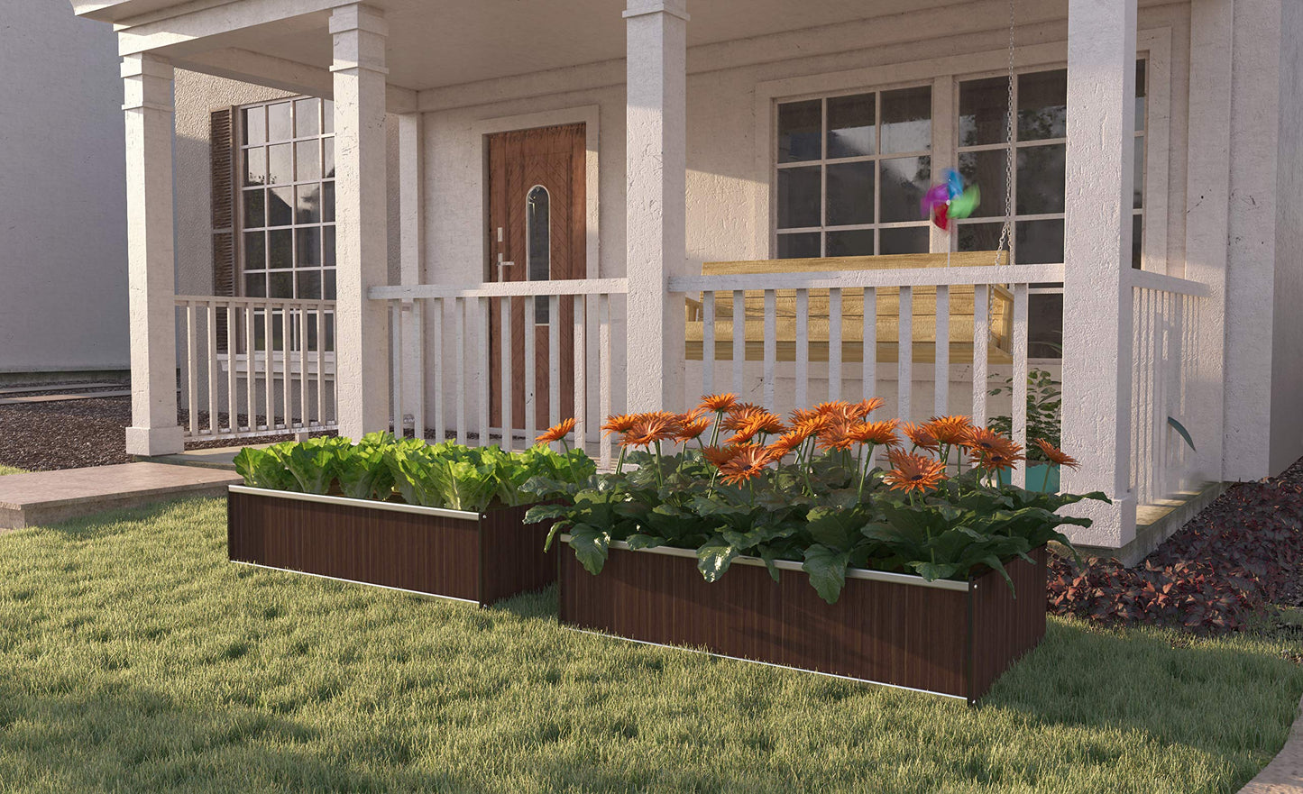 Foreman Raised Garden Bed Frame – Weather-Resistant Raised Garden Bed (4ft x 4ft) Open Base, Ideal Raised Garden Bed for Vegetables & Flowers – Tosca Wood Grain