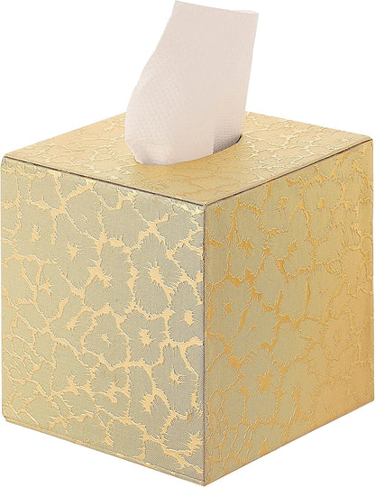 S Forever Home Decor Cube Tissue Box Holders - PU Leather Square Tissue Box Cover (Gold Lightning)