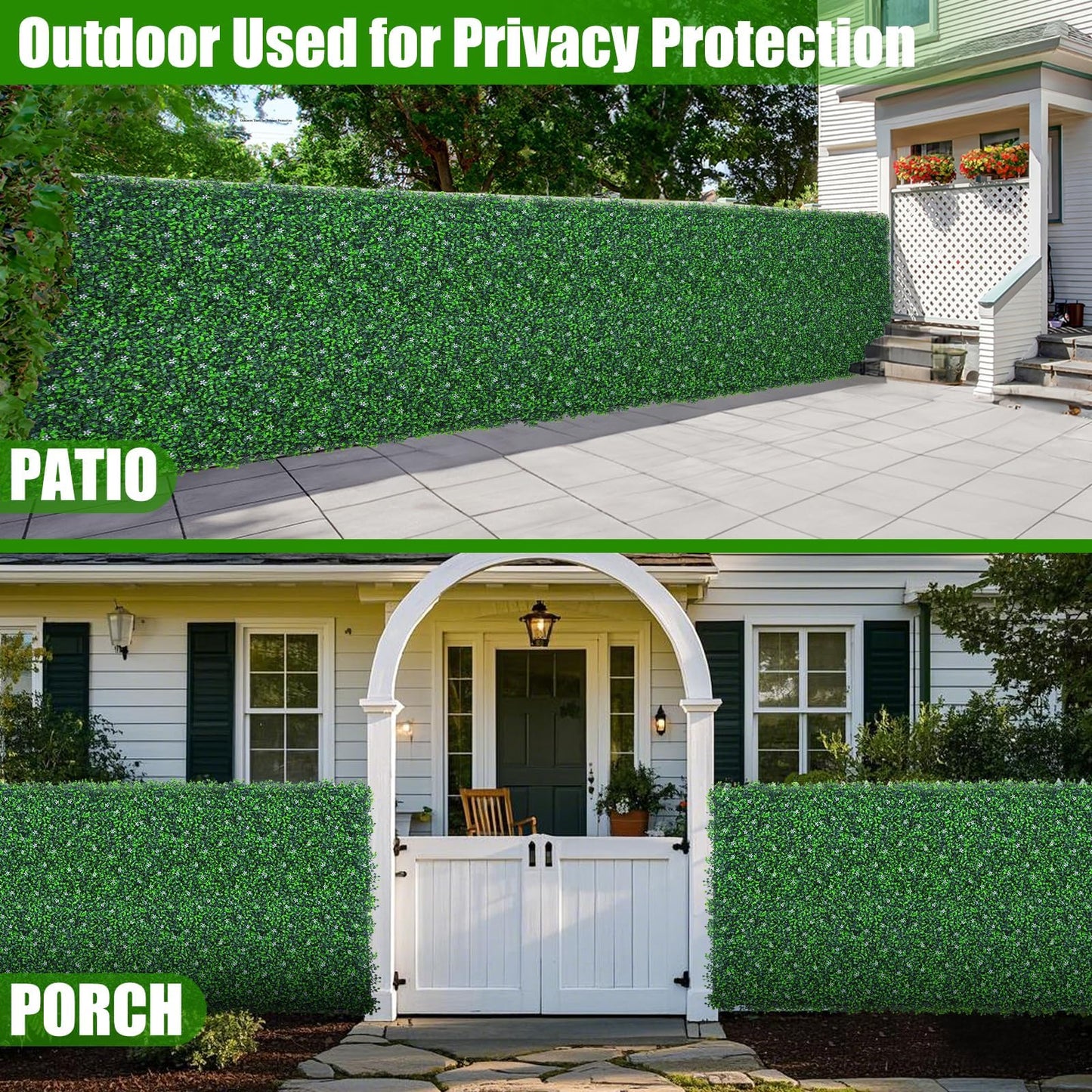 EverNature EverNture 71"x144"(72 SQFT) Grass Wall Panels, Artificial Grass Backdrop, Fake Greenery Plant Boxwood Roll with Flower, Green Wall Decor for Outdoor Indoor Patio Garden Backyard