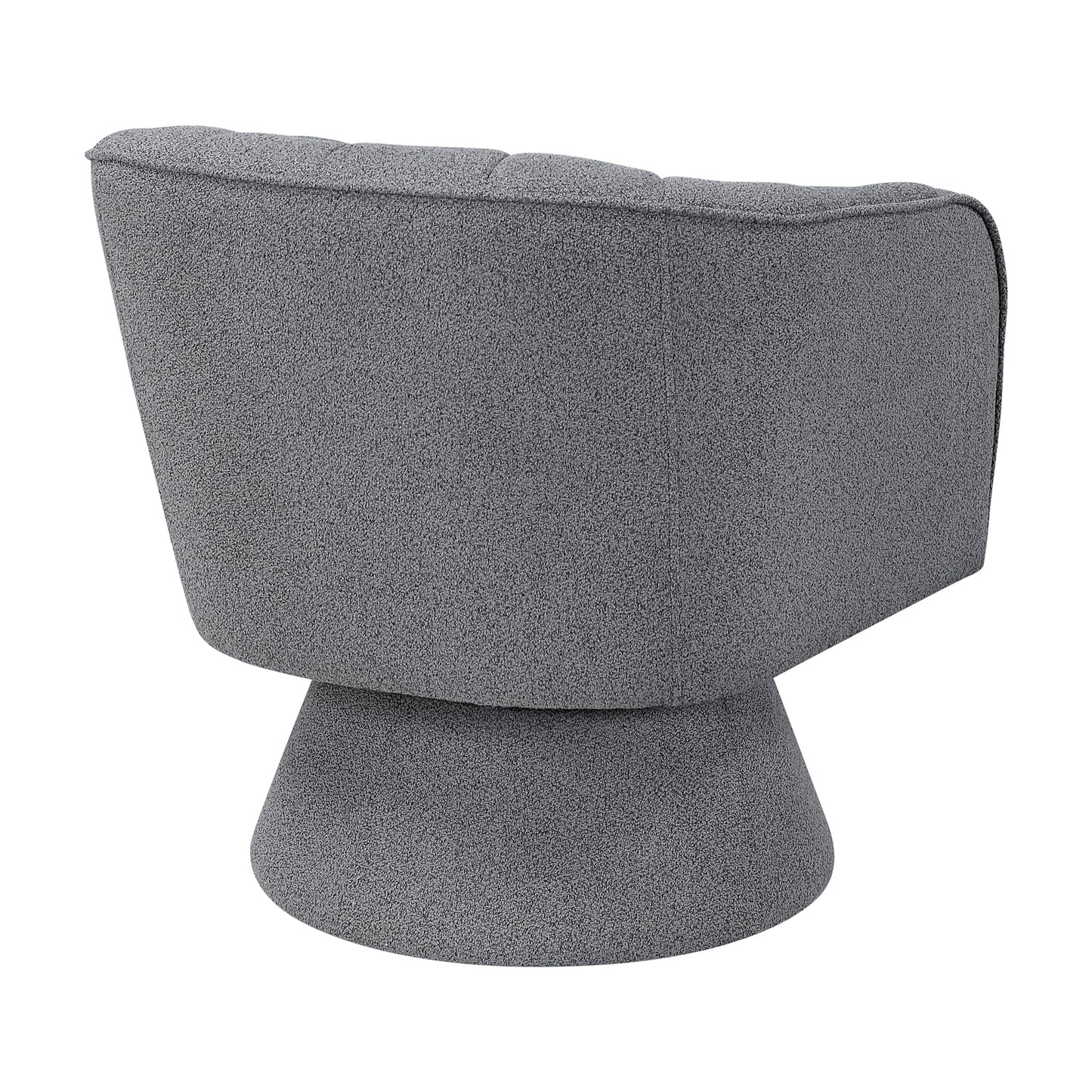 Lexicon Swivel Accent Chair, Boucle Fabric Upholstered Barrel Chair, Channel Stitched Details, Hidden Metal Swivel Seating for Living Room/Office/Apartment, Dark Gray