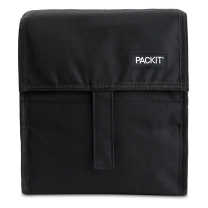 PackIt Freezable Lunch Bag, Black, Built with EcoFreeze Technology, Foldable, Reusable, Zip and Fold Closure with Buckle Handle, Perfect for School and Office Lunches