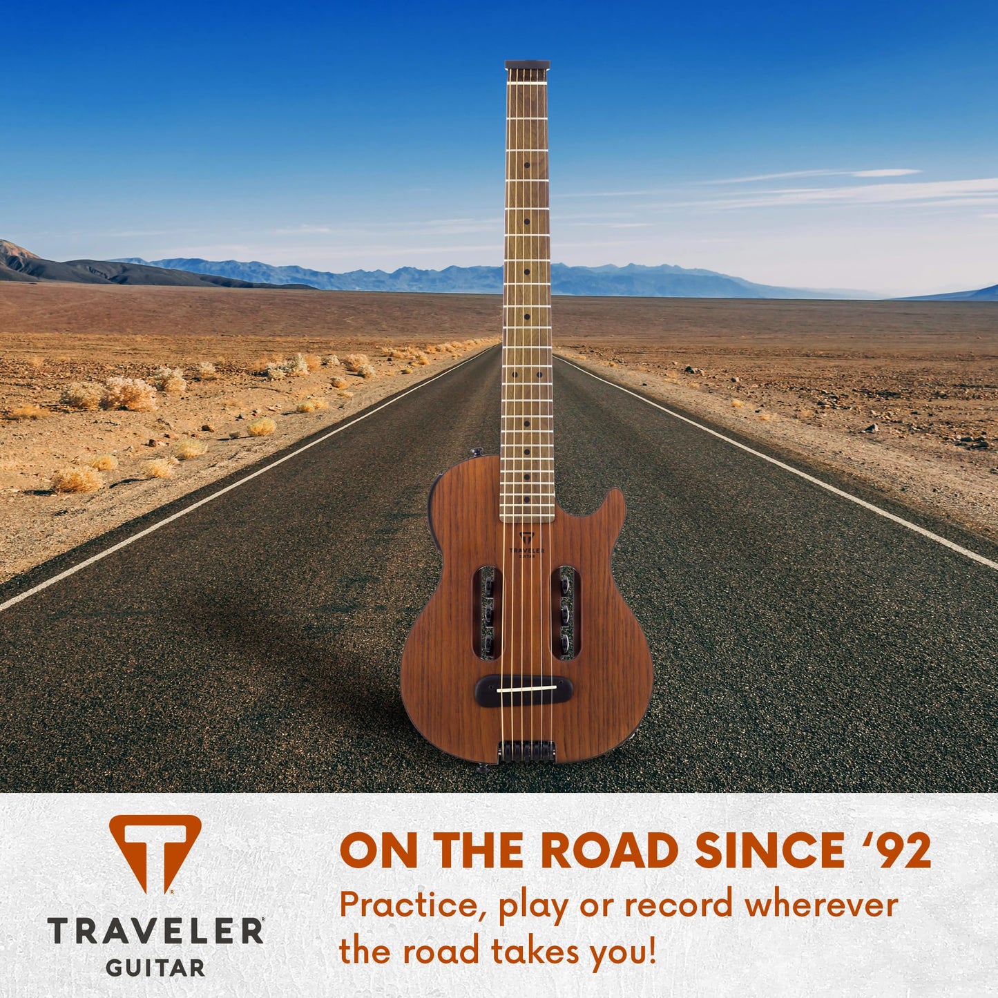 Traveler Guitar Escape Mark III Mahogany Acoustic Guitar | Portable Acoustic with Built-in Headphone Amp | Full 25.5" Scale Headless Guitar | Custom Gig Bag Included