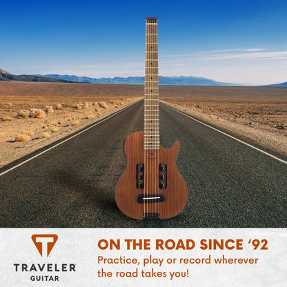 Traveler Guitar Escape Mark III Mahogany Acoustic Guitar | Portable Acoustic with Built-in Headphone Amp | Full 25.5" Scale Headless Guitar | Custom Gig Bag Included
