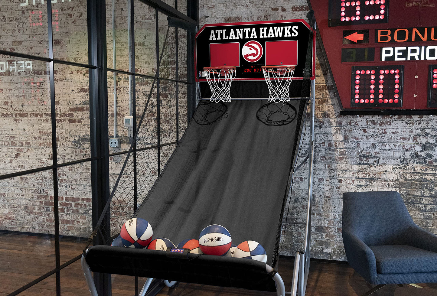 Pop-A-Shot - Home Dual Shot with Atlanta Hawks NBA Graphics l Sensor Scoring l 16 Game Modes l 7 Balls l Foldable Storage l for All NBA Fans